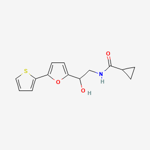 molecular formula C14H15NO3S B15117967 N-{2-hydroxy-2-[5-(thiophen-2-yl)furan-2-yl]ethyl}cyclopropanecarboxamide 