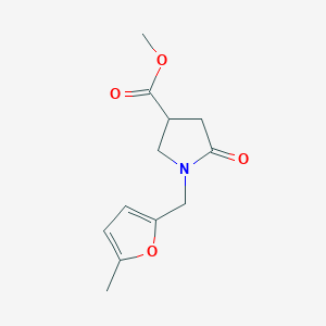molecular formula C12H15NO4 B15117997 Methyl 1-[(5-methylfuran-2-yl)methyl]-5-oxopyrrolidine-3-carboxylate 