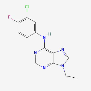 molecular formula C13H11ClFN5 B15118051 N-(3-chloro-4-fluorophenyl)-9-ethyl-9H-purin-6-amine 