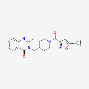 molecular formula C22H24N4O3 B15118267 3-{[1-(5-Cyclopropyl-1,2-oxazole-3-carbonyl)piperidin-4-yl]methyl}-2-methyl-3,4-dihydroquinazolin-4-one 