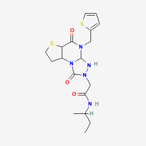 molecular formula C18H25N5O3S2 B15119002 N-(butan-2-yl)-2-{7,12-dioxo-8-[(thiophen-2-yl)methyl]-5-thia-1,8,10,11-tetraazatricyclo[7.3.0.0^{2,6}]dodeca-2(6),3,9-trien-11-yl}acetamide 