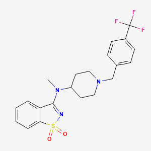 molecular formula C21H22F3N3O2S B15119104 N-methyl-1,1-dioxo-N-[1-[[4-(trifluoromethyl)phenyl]methyl]piperidin-4-yl]-1,2-benzothiazol-3-amine 