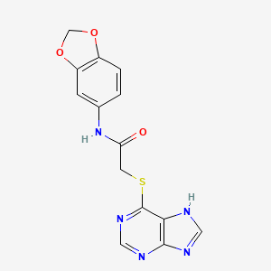 molecular formula C14H11N5O3S B15119185 N-(1,3-benzodioxol-5-yl)-2-(9H-purin-6-ylsulfanyl)acetamide 