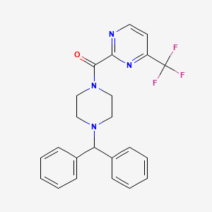 molecular formula C23H21F3N4O B15119187 2-[4-(Diphenylmethyl)piperazine-1-carbonyl]-4-(trifluoromethyl)pyrimidine 