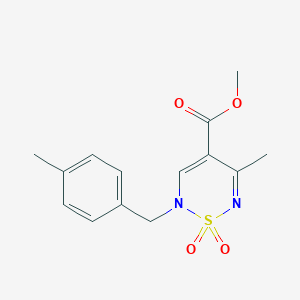 molecular formula C14H16N2O4S B15119289 methyl 5-methyl-2-[(4-methylphenyl)methyl]-1,1-dioxo-2H-1lambda6,2,6-thiadiazine-4-carboxylate 