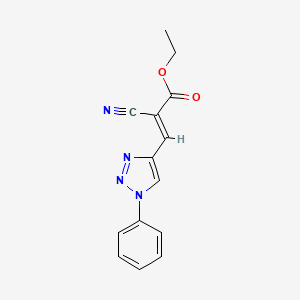 molecular formula C14H12N4O2 B15119532 ethyl (2E)-2-cyano-3-(1-phenyl-1H-1,2,3-triazol-4-yl)prop-2-enoate 