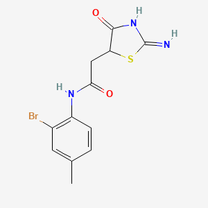 molecular formula C12H12BrN3O2S B15119607 N-(2-bromo-4-methylphenyl)-2-(2-imino-4-oxo-1,3-thiazolidin-5-yl)acetamide 