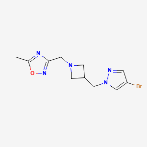 molecular formula C11H14BrN5O B15119656 3-({3-[(4-bromo-1H-pyrazol-1-yl)methyl]azetidin-1-yl}methyl)-5-methyl-1,2,4-oxadiazole 