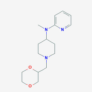molecular formula C16H25N3O2 B15119852 N-{1-[(1,4-dioxan-2-yl)methyl]piperidin-4-yl}-N-methylpyridin-2-amine 