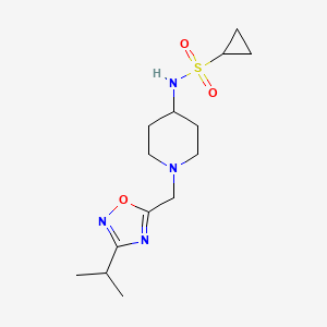 molecular formula C14H24N4O3S B15119974 N-(1-{[3-(propan-2-yl)-1,2,4-oxadiazol-5-yl]methyl}piperidin-4-yl)cyclopropanesulfonamide 