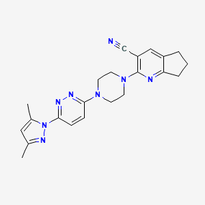 molecular formula C22H24N8 B15120445 2-{4-[6-(3,5-dimethyl-1H-pyrazol-1-yl)pyridazin-3-yl]piperazin-1-yl}-5H,6H,7H-cyclopenta[b]pyridine-3-carbonitrile 