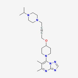 molecular formula C23H35N7O B15120795 1-{4-[(1-{5,6-Dimethyl-[1,2,4]triazolo[1,5-a]pyrimidin-7-yl}piperidin-4-yl)oxy]but-2-yn-1-yl}-4-(propan-2-yl)piperazine 
