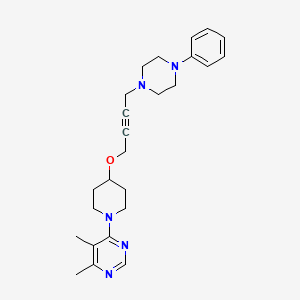 molecular formula C25H33N5O B15120858 4,5-Dimethyl-6-(4-{[4-(4-phenylpiperazin-1-yl)but-2-yn-1-yl]oxy}piperidin-1-yl)pyrimidine 