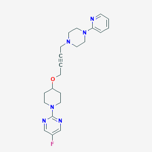 molecular formula C22H27FN6O B15120925 5-Fluoro-2-[4-({4-[4-(pyridin-2-yl)piperazin-1-yl]but-2-yn-1-yl}oxy)piperidin-1-yl]pyrimidine 