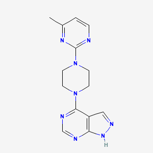 molecular formula C14H16N8 B15121003 4-methyl-2-(4-{1H-pyrazolo[3,4-d]pyrimidin-4-yl}piperazin-1-yl)pyrimidine 