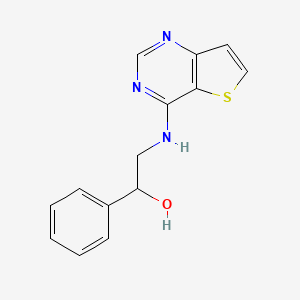 molecular formula C14H13N3OS B15121083 1-Phenyl-2-({thieno[3,2-d]pyrimidin-4-yl}amino)ethan-1-ol 