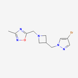 molecular formula C11H14BrN5O B15121374 5-({3-[(4-bromo-1H-pyrazol-1-yl)methyl]azetidin-1-yl}methyl)-3-methyl-1,2,4-oxadiazole 
