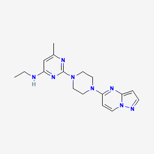 molecular formula C17H22N8 B15121569 N-ethyl-6-methyl-2-(4-{pyrazolo[1,5-a]pyrimidin-5-yl}piperazin-1-yl)pyrimidin-4-amine 