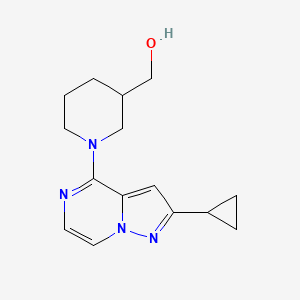 molecular formula C15H20N4O B15121577 (1-{2-Cyclopropylpyrazolo[1,5-a]pyrazin-4-yl}piperidin-3-yl)methanol 