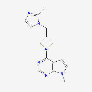 molecular formula C15H18N6 B15121790 2-methyl-1-[(1-{7-methyl-7H-pyrrolo[2,3-d]pyrimidin-4-yl}azetidin-3-yl)methyl]-1H-imidazole 