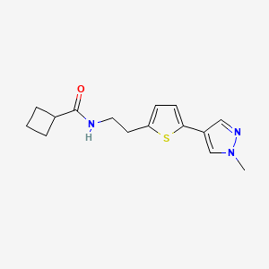 molecular formula C15H19N3OS B15121832 N-{2-[5-(1-methyl-1H-pyrazol-4-yl)thiophen-2-yl]ethyl}cyclobutanecarboxamide 