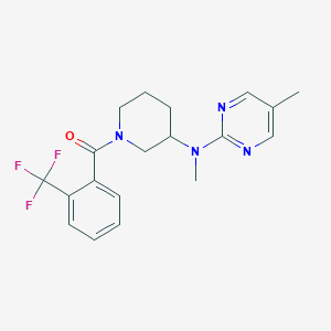 molecular formula C19H21F3N4O B15121935 N,5-dimethyl-N-{1-[2-(trifluoromethyl)benzoyl]piperidin-3-yl}pyrimidin-2-amine 