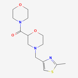 molecular formula C14H21N3O3S B15122187 4-[(2-Methyl-1,3-thiazol-4-yl)methyl]-2-(morpholine-4-carbonyl)morpholine 