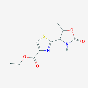 molecular formula C10H12N2O4S B15122952 Ethyl 2-[(4S,5R)-5-Methyl-2-oxo-4-oxazolidinyl]thiazole-4-carboxylate 