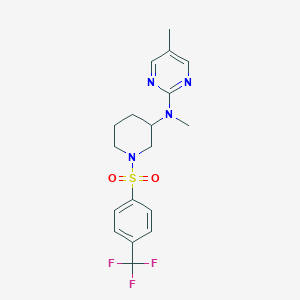 molecular formula C18H21F3N4O2S B15123101 N,5-dimethyl-N-{1-[4-(trifluoromethyl)benzenesulfonyl]piperidin-3-yl}pyrimidin-2-amine 