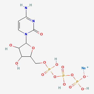 molecular formula C9H15N3NaO14P3 B15123607 Sodium;[[[5-(4-amino-2-oxopyrimidin-1-yl)-3,4-dihydroxyoxolan-2-yl]methoxy-hydroxyphosphoryl]oxy-hydroxyphosphoryl] hydrogen phosphate 