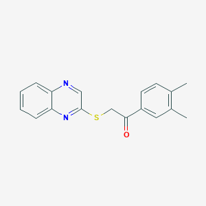 molecular formula C18H16N2OS B15123675 1-(3,4-Dimethylphenyl)-2-quinoxalin-2-ylsulfanylethanone 