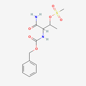 molecular formula C13H18N2O6S B15123830 Benzyl (1-(aminocarbonyl)-2-((methylsulphonyl)oxy)propyl)carbamate CAS No. 94199-95-8