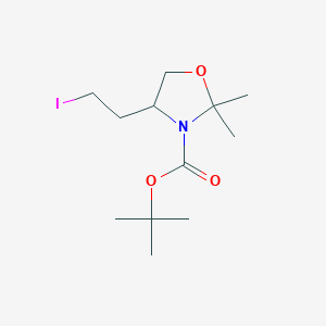 molecular formula C12H22INO3 B15123848 Tert-butyl 4-(2-iodoethyl)-2,2-dimethyl-1,3-oxazolidine-3-carboxylate 