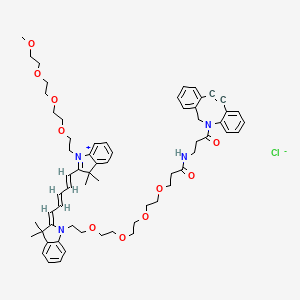 molecular formula C63H79ClN4O10 B15123978 N-[3-(2-azatricyclo[10.4.0.04,9]hexadeca-1(16),4,6,8,12,14-hexaen-10-yn-2-yl)-3-oxopropyl]-3-[2-[2-[2-[2-[(2Z)-2-[(2E,4E)-5-[1-[2-[2-[2-(2-methoxyethoxy)ethoxy]ethoxy]ethyl]-3,3-dimethylindol-1-ium-2-yl]penta-2,4-dienylidene]-3,3-dimethylindol-1-yl]ethoxy]ethoxy]ethoxy]ethoxy]propanamide;chloride 