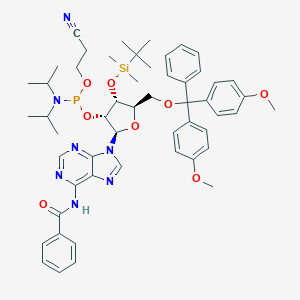 molecular formula C53H66N7O8PSi B151243 (2R,3R,4R,5R)-2-(6-Benzamido-9H-purin-9-yl)-5-((bis(4-methoxyphenyl)(phenyl)methoxy)methyl)-4-((tert-butyldimethylsilyl)oxy)tetrahydrofuran-3-yl (2-cyanoethyl) diisopropylphosphoramidite CAS No. 129451-75-8