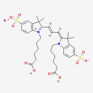 molecular formula C35H43KN2O10S2 B15124338 potassium;(2Z)-1-(5-carboxypentyl)-2-[(E)-3-[1-(5-carboxypentyl)-3,3-dimethyl-5-sulfonatoindol-1-ium-2-yl]prop-2-enylidene]-3,3-dimethylindole-5-sulfonate 