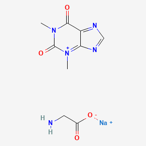 molecular formula C9H11N5NaO4+ B15124444 Sodium;2-aminoacetate;1,3-dimethylpurin-3-ium-2,6-dione 