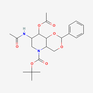 molecular formula C22H30N2O7 B15124536 Tert-butyl 7-acetamido-8-acetyloxy-2-phenyl-4,4a,6,7,8,8a-hexahydro-[1,3]dioxino[5,4-b]pyridine-5-carboxylate 