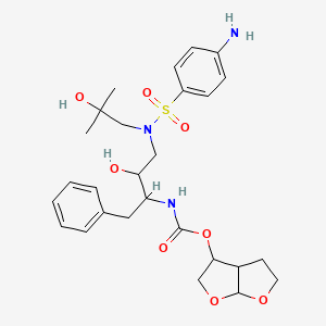 molecular formula C27H37N3O8S B15125183 N-[3-[[(4-aminophenyl)sulfonyl](2-hydroxy-2-methylpropyl)amino]-2-hydroxy-1-(phenylmethyl)propyl]carbamic Acid Hexahydrofuro[2,3-b]furan-3-yl Ester 