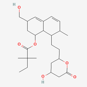 molecular formula C25H38O6 B15125372 Butanoic acid, 2,2-dimethyl-,1,2,3,7,8,8a-hexahydro-3-(hydroxymethyl)-7-methyl-8-[2-(tetrahydro-4-hydroxy-6-oxo-2H-pyran-2-yl)ethyl]-1-naphthalenyl ester,[1S-[1a,3a,7b,8b(2S*,4S*),8ab]]- 