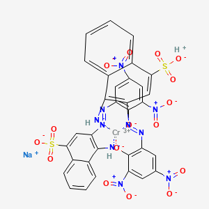 molecular formula C32H17CrN10NaO16S2- B15125390 sodium;4-azanidyl-3-[(3,5-dinitro-2-oxidophenyl)diazenyl]naphthalene-1-sulfonate;chromium(3+);hydron CAS No. 10241-27-7