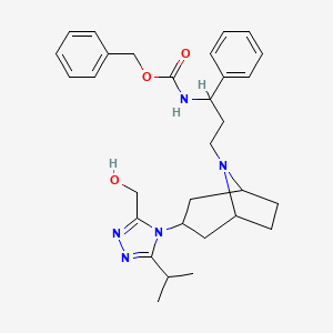 molecular formula C30H39N5O3 B15125517 benzyl N-[3-[3-[3-(hydroxymethyl)-5-propan-2-yl-1,2,4-triazol-4-yl]-8-azabicyclo[3.2.1]octan-8-yl]-1-phenylpropyl]carbamate 