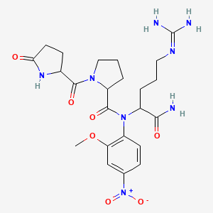 molecular formula C23H32N8O7 B15125632 N-[1-amino-5-(diaminomethylideneamino)-1-oxopentan-2-yl]-N-(2-methoxy-4-nitrophenyl)-1-(5-oxopyrrolidine-2-carbonyl)pyrrolidine-2-carboxamide 