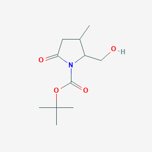 molecular formula C11H19NO4 B15125671 Tert-butyl 2-(hydroxymethyl)-3-methyl-5-oxopyrrolidine-1-carboxylate 