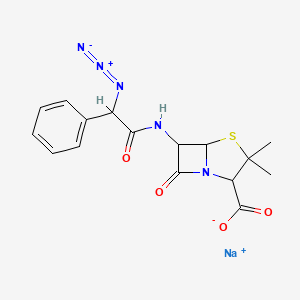 molecular formula C16H16N5NaO4S B15125801 Sodium [2S-[2alpha,5alpha,6beta(S*)]]-6-(azidophenylacetamido)-3,3-dimethyl-7-oxo-4-thia-1-azabicyclo[3.2.0]heptane-2-carboxylate 