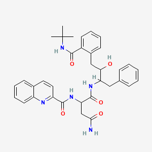 molecular formula C35H39N5O5 B15125873 N-[4-[2-(tert-butylcarbamoyl)phenyl]-3-hydroxy-1-phenylbutan-2-yl]-2-(quinoline-2-carbonylamino)butanediamide 