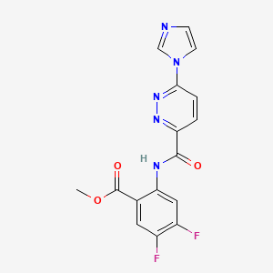 molecular formula C16H11F2N5O3 B15125884 Methyl 2-(6-(1H-imidazol-1-yl)pyridazine-3-carboxamido)-4,5-difluorobenzoate 