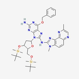 molecular formula C40H56N10O4Si2 B15125978 3',5'-Di-O-tert-butyldimethylsilyl-2'-deoxy-8-[(3-methyl-8-methyl-3H-imidazo[4,5-f]quinoxalin-2-yl)amino]-6-O-benzyl-guanosine 