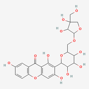 molecular formula C24H26O14 B15126051 2-[6-[[3,4-Dihydroxy-4-(hydroxymethyl)oxolan-2-yl]oxymethyl]-3,4,5-trihydroxyoxan-2-yl]-1,3,7-trihydroxyxanthen-9-one 