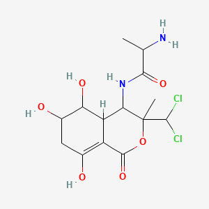 molecular formula C14H20Cl2N2O6 B15126072 2-amino-N-[3-(dichloromethyl)-5,6,8-trihydroxy-3-methyl-1-oxo-4a,5,6,7-tetrahydro-4H-isochromen-4-yl]propanamide 